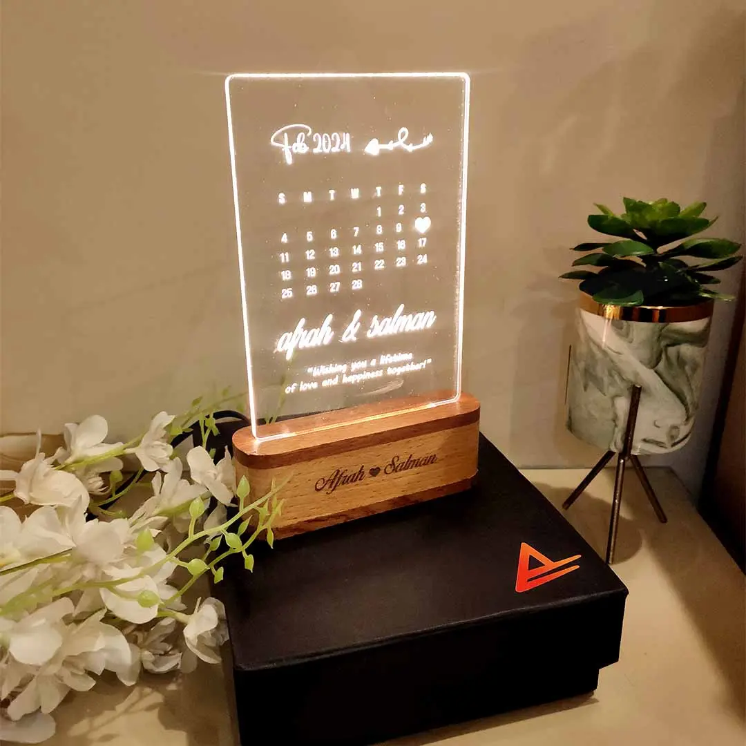 Personalized LED Couple Anniversary Date Lamp
